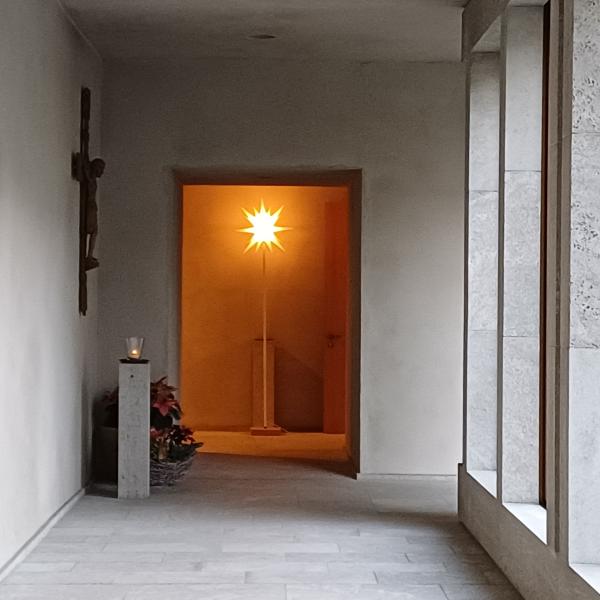 Weihnachtsstern im Kreuzgang 