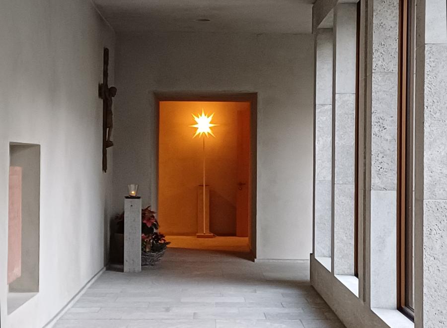 Weihnachtsstern im Kreuzgang