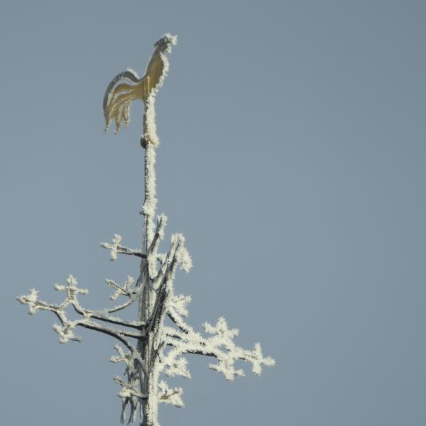 Wintermorgen auf dem Kirchturm 